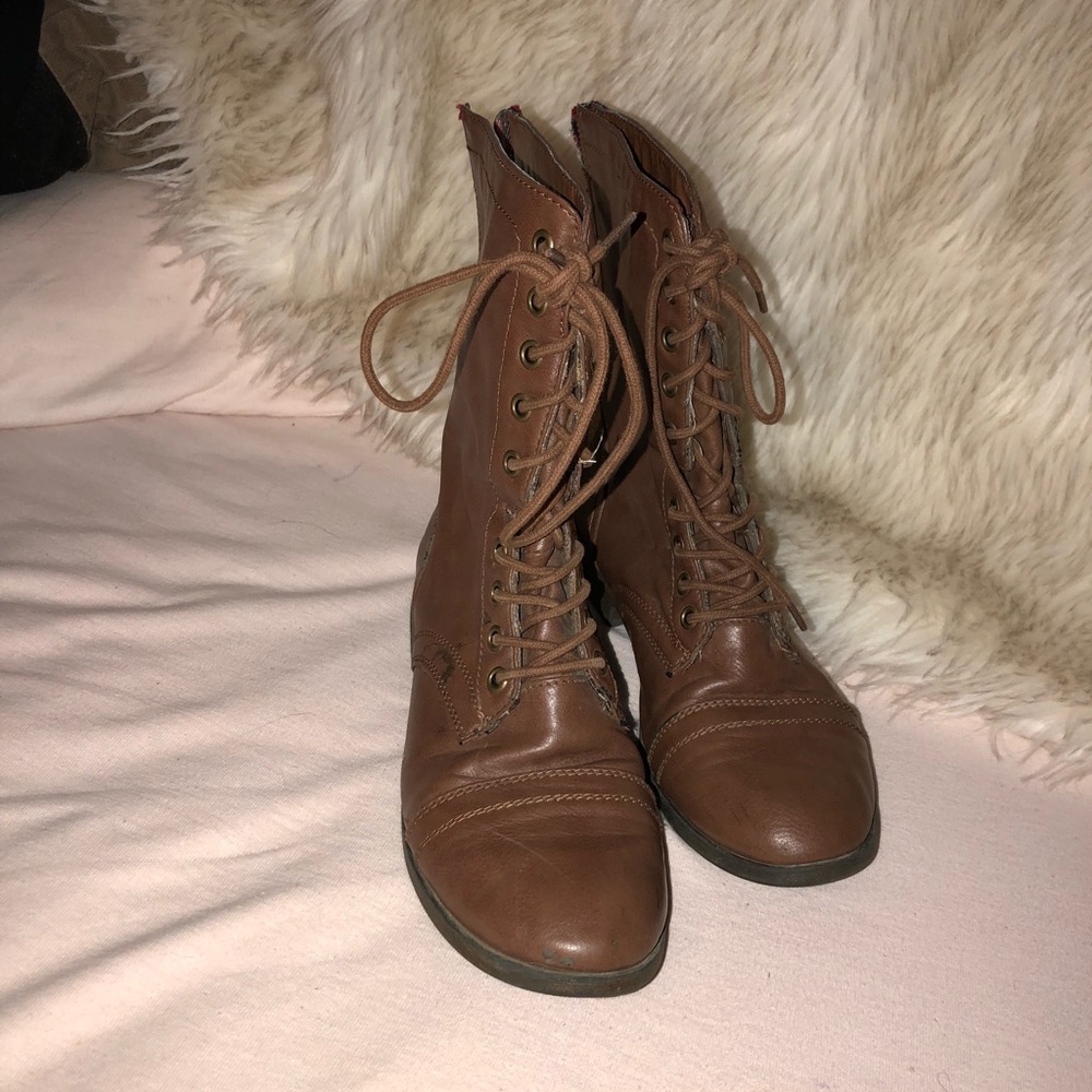 Brown combat boots